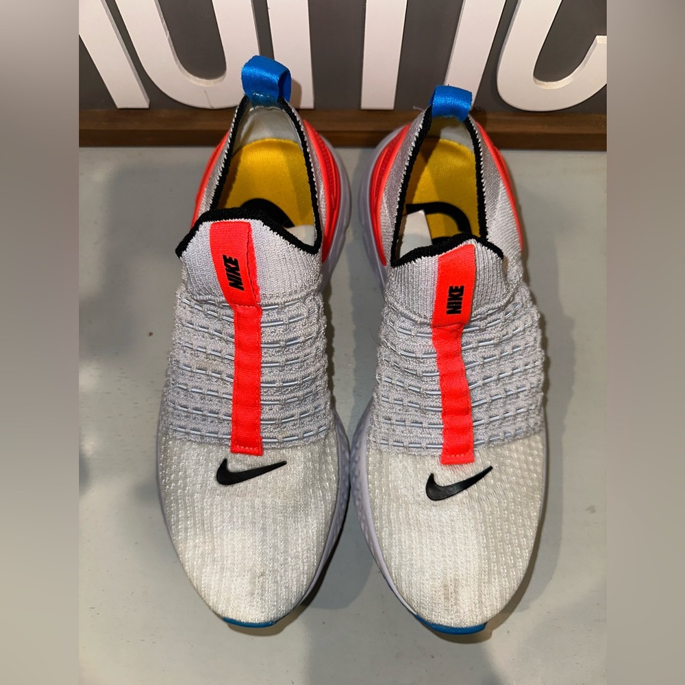 Nike React Phantom Run Flyknit 2 Shoes Women's 8 Grey CrimsonDv2179-001Preowned - Picture 8 of 11